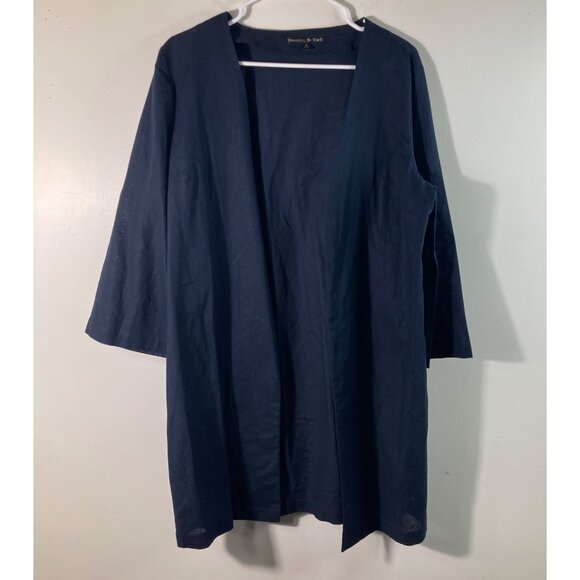 Womens Preston & York Linen Cotton Open Cardigan Jacket Navy 12 - Picture 1 of 7